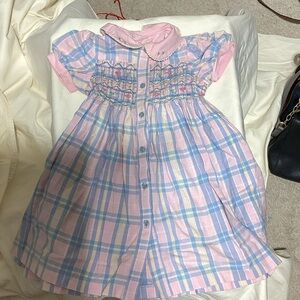 Marks and Spencer Pink and Blue Plaid Kids Dress Y2K